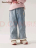 PawinPaw卡通小熊童裝秋冬女寶寶加絨喇叭褲拼接牛仔褲 Indigo牛仔藍色/55 90 cm 曬單實(shí)拍圖