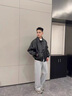 JEEP SPIRIT短款黑色仿真皮衣外套男春秋款大碼痞帥美式復古飛行員機車(chē)服夾克 黑色 L 曬單實(shí)拍圖