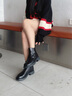 COMELY羊皮革真皮短靴2025冬季新款厚底增高靴加絨時(shí)裝靴美拉德靴子 英倫黑（布里） 36 曬單實(shí)拍圖