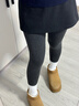UNRSTND深灰色連褲襪女外穿秋冬季壓力瘦腿加絨加厚冬天保暖黑色打底褲 曬單實(shí)拍圖