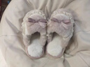 ECAC可愛(ài)蝴蝶毛絨棉拖鞋女款冬季居家保暖毛絨防滑厚底情侶月子鞋 粉色【蝴蝶結蕾絲-卡通毛絨】 38-39 【推薦37-38腳】 曬單實(shí)拍圖