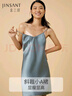 金三塔真絲睡衣女100%桑蠶絲性感可外穿真絲吊帶裙睡裙絲綢睡衣情人節禮 霧霾藍(圓領(lǐng)) XL 曬單實(shí)拍圖