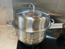 康巴赫304不銹鋼雙層蒸鍋蒸籠復底大湯蒸鍋多功能鍋具32cm燃氣灶通用 曬單實(shí)拍圖