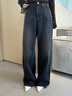 艾諾絲雅詩(shī)【商場(chǎng)同款】2025冬季新款通勤百搭復古直筒牛仔褲長(cháng)褲女40933287 黑灰色 XL 曬單實(shí)拍圖