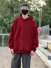 名創(chuàng  )優(yōu)品（MINISO）連帽衛衣男女2025新款美式重磅休閑外套青少年高級感寬松情侶衣服 酒紅(純色) M /170(男女同款) 曬單實(shí)拍圖
