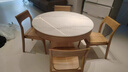 旋轉伸縮變形巖板餐桌家用可變大小實(shí)木微晶石圓桌客廳飯桌原木風(fēng) 1.12變1.6米（巖板桌面） 單桌 曬單實(shí)拍圖