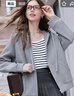 百圖betu女裝2025秋季新款短外套插肩袖顯瘦慵懶休閑風(fēng)外套女2508T56 灰色 S 曬單實(shí)拍圖