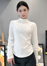 NOME德絨半高領(lǐng)打底衫女長(cháng)袖內搭秋冬款半高領(lǐng)扇形下擺上衣 白色 L 曬單實(shí)拍圖
