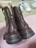 Ehangy不臃腫羊皮毛一體雪地靴女冬加絨加厚真皮厚底短靴英倫風(fēng)馬丁靴子 黑色 39 曬單實(shí)拍圖