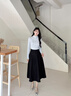 尚靜綿羊毛雙面呢高腰顯瘦半身裙女2025年冬季新款大散擺A字裙百褶裙 氣質(zhì)灰 M 曬單實(shí)拍圖