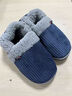 棉鞋男冬季加絨加厚保暖棉拖鞋男女包跟厚底防滑家居鞋中老年棉鞋 豎條包跟藏青 42-43 （適合41-42腳） 曬單實(shí)拍圖