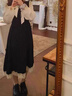 麥潮尚秋冬大碼300斤胖mm法式氣質(zhì)假兩件連衣裙女復古韓版蝴蝶結打底裙 黑色 S 曬單實(shí)拍圖