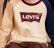 Levi's 李維斯兒童裝男童長(cháng)袖T恤春秋款圓領(lǐng)打底衫百搭撞色插肩袖上衣 焦糖布丁白 160 /76 【建議身高152-158cm】 曬單實(shí)拍圖