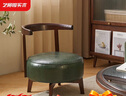 藝柳園實(shí)木凳子客廳靠背兒童沙發(fā)凳軟包矮凳可旋轉小凳子換鞋凳腳踏凳 A款旋轉椅【墨綠色】胡桃色 曬單實(shí)拍圖