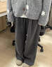 MJ STYLE人字紋加絨直筒褲子女2026年秋冬季新款加厚保暖防寒闊腿香蕉長(cháng)褲 曬單實(shí)拍圖