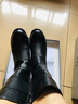 紅蜻蜓女靴冬季長(cháng)筒靴加絨保暖坡跟增高中老年棉鞋WBC442371C黑色37 曬單實(shí)拍圖
