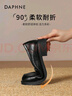 達芙妮英倫風(fēng)黑色加絨小皮鞋女秋冬2025新款粗中跟樂(lè )福鞋通勤軟底單鞋 曬單實(shí)拍圖