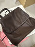 裘真植鞣羊皮信使系列豎款雙肩包大容量上班通勤休閑背包新款 咖啡色 曬單實(shí)拍圖