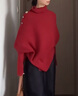 三彩獨醒2025冬季新款高領(lǐng)針織衫長(cháng)袖套頭衫寬松設計感上衣毛衫F 車(chē)厘子紅 M 160/84A 曬單實(shí)拍圖