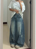 佐敘復古磨破彎刀牛仔褲女2025秋季新款美式復古高腰鐮刀百搭香蕉褲子 復古藍 L （100-120斤） 曬單實(shí)拍圖