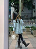 艾珠兒（Aizhuer）工裝毛領(lǐng)派克服羽絨棉服女設計感小眾2025冬季新款中長(cháng)款加厚外套 淺藍色 M 曬單實(shí)拍圖