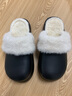 樸西室外防水棉拖鞋冬季保暖可拆卸情侶棉拖舒絨棉可拆卸室內棉拖女 黑色 40-41 曬單實(shí)拍圖