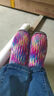 輕仙手工針織拖鞋編織毛線(xiàn)傳統棉鞋秋冬季防滑耐磨加厚加絨棉靴鞋保暖 繽紛紫加絨加厚【成品】 44 -45碼【適合40-41腳穿】 曬單實(shí)拍圖