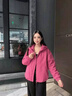 FSHE短款棉服外套女加棉加厚冬新款連帽休閑寬松長(cháng)袖沖鋒衣夾克棉服女 玫紅色 S (85-105斤) 曬單實(shí)拍圖