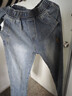 QGF松緊腰牛仔褲女春秋季新款美式復古直筒寬松顯瘦高腰闊腿褲子女裝 牛仔藍 M 曬單實(shí)拍圖