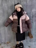 迪士尼（Disney）女童冬季羽絨服外套2025新品兒童白鴨絨中長(cháng)款童裝洋氣拼色連帽潮 咖色 140 cm 曬單實(shí)拍圖