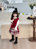 可英女童套裝酒紅格紋2025冬季女寶加絨加厚冬裝小女孩卡通馬甲兩件套 曬單實(shí)拍圖
