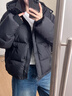 LE ALFASHIONLINE 鵝絨服女2025年冬季新款韓版廓形短款連帽加厚保暖羽絨服 黑色 S 曬單實(shí)拍圖