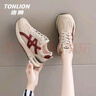 唐獅（TonLion）鞋子女鞋秋冬季厚底老爹鞋女士休閑鞋增高運動(dòng)跑步鞋 酒紅37 曬單實(shí)拍圖