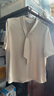 PRICH【緞面】簡(jiǎn)約氣質(zhì)飄帶領(lǐng)純色短袖襯衫2025夏新款通勤上衣女 64奶油色3732M M (165) 曬單實(shí)拍圖