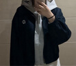 茵曼（INMAN）2026春季女裝新款復古休閑翻領(lǐng)拉鏈夾克外套百搭寬松短款上衣  深藍色 L 曬單實(shí)拍圖