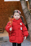 班喜迪女童棉服冬裝2025新款兒童加絨夾棉新年外套寶寶拜年服棉襖衣冬季 紅色 100 cm 曬單實(shí)拍圖
