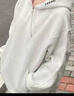 佐敘衛衣女 外套純棉刺繡半拉鏈春秋季寬松連帽套頭長(cháng)袖學(xué)生百搭上衣 白灰色 M 【建議80-100斤】 曬單實(shí)拍圖