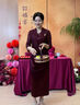 皮爾卡丹（pierre cardin）高端喜婆婆婚宴禮服2025新中式媽媽旗袍婚禮優(yōu)雅顯年輕秋季 紫紅色 XL 100斤以?xún)?曬單實(shí)拍圖