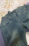 紅蜻蜓深藍色高腰闊腿牛仔褲女秋裝寬松直筒褲子春秋款 深藍色長(cháng)褲 S 【建議86-97斤】 曬單實(shí)拍圖