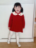 幼歌（YOUGE）冬季新品嬰幼紅色毛衣裙溫暖娃娃領(lǐng)連衣裙 紅色 90 cm 曬單實(shí)拍圖