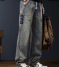 后琤oversize牛仔長(cháng)褲子男春秋季寬松直筒休閑美式高街復古2026年新款 藍色 31 （130-140斤） 曬單實(shí)拍圖