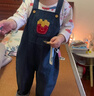 幼歌（YOUGE）嬰幼兒薯條造型軟牛仔背帶休閑褲寶寶童趣舒適寬松褲子 牛仔藍 90 cm 曬單實(shí)拍圖