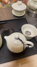 蘇氏陶瓷（SUSHI CERAMICS）翡翠玉功夫茶具套裝羊脂玉陶瓷三才蓋碗青瓷茶壺套組節日禮盒裝 曬單實(shí)拍圖