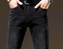 吉普（JEEP）牛仔褲男士秋冬季高端直筒休閑彈力加厚長(cháng)褲子男 黑灰色 34 曬單實(shí)拍圖