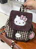 鷗咖諾韓版格紋可愛(ài)卡通KT貓雙肩包女通勤包日常逛街休閑小背包水桶包 大款 曬單實(shí)拍圖