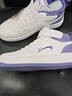 貴人鳥(niǎo)女鞋高幫板鞋春季平底輕便皮面防水運動(dòng)鞋品牌通勤休閑時(shí)尚滑板鞋 白/紫 39 曬單實(shí)拍圖