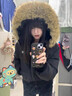圣保美冬季短款羽絨棉服女2025新款連帽棉襖顯瘦高級感大毛領(lǐng)棉衣外套女 黑色 S （100斤以?xún)龋?曬單實(shí)拍圖