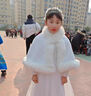 G.duck女童毛披肩婚紗禮服斗篷中大童白色秋冬加厚絨保暖演出主持小披風(fēng) 白色胸花斗篷 170 M 【適合120-139cm】 曬單實(shí)拍圖
