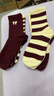 莎蘭朵襪子女士中筒春秋季純棉酒紅色高筒蝴蝶結條紋女孩堆堆長(cháng)襪全棉 V1混色5雙裝 均碼 曬單實(shí)拍圖