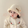 G.duck小黃鴨嬰兒寶寶帽子秋冬洋氣針織水桶冬季女童時(shí)尚加厚漁夫帽保暖 米色-花朵卷邊水桶帽 建議3-6歲(帽圍50-54cm) 曬單實(shí)拍圖
